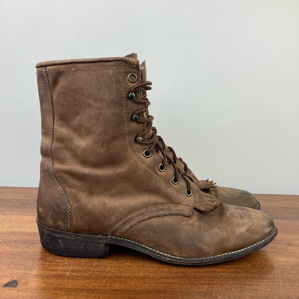 Laredo Brown Leather Western Kiltie Boots - Picture 3 of 13